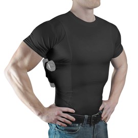 ConcealmentClothes Men’s Concealed Carry CCW Holster Shirt for Pistols & Accessories, Crew Neck, Black, XL