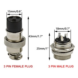 Hxchen Conector de panel hembra de metal de 3 pines GX20-3P, enchufe de aviación plateado (2 juegos)