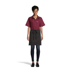 Uncommon Threads unisex adult Two-section Pocket Apron, Red/Blk Pinstripe, One Size US