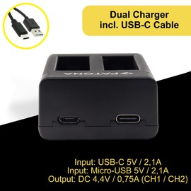 PATONA Charger Dual Compatible with Insta360 Ace/Ace Pro Action Cam
