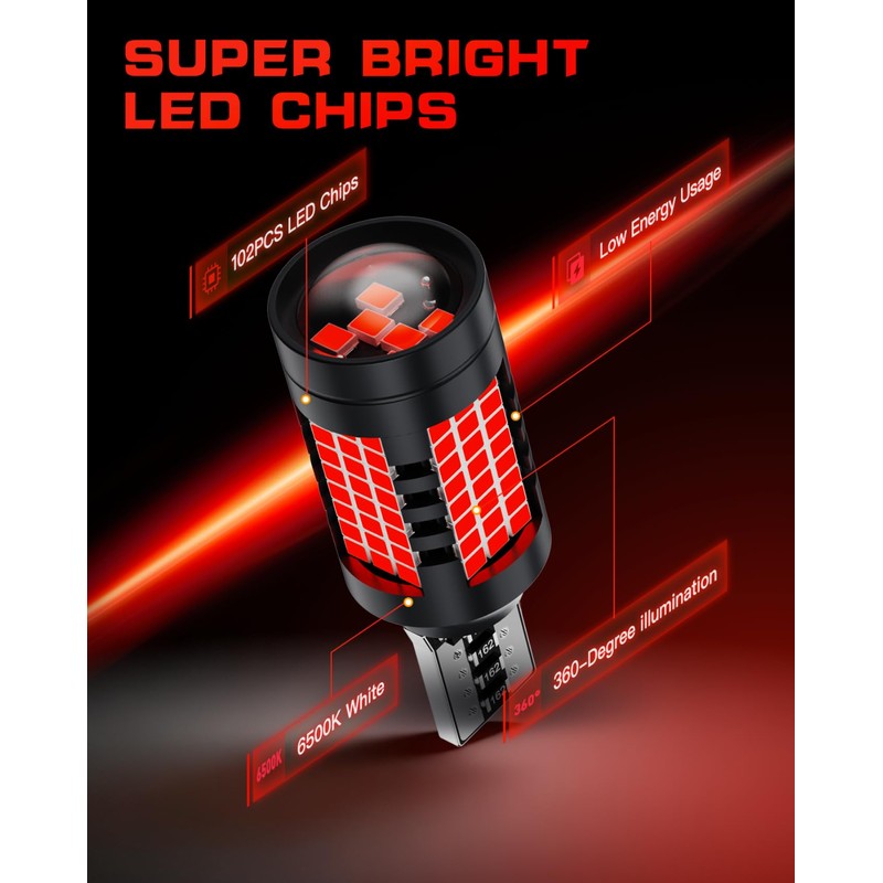 AULUXE 912 921 LED Red Color, 700% Brighter Than Halogen