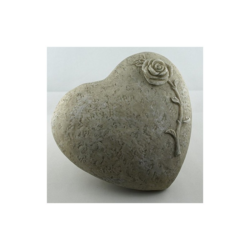 Trauer-Shop Decorative Heart with Rose for Laying, Stone Look Polyresin,