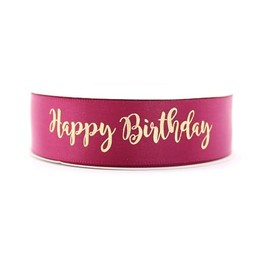 OMISS - Purple Ribbon with Gold Writing - Happy Birthday - Decoration for Birthday (Purple)