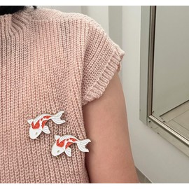 2 x Koi Fish Brooch Koi Pin Japanese Koi Pin Badge, Metal