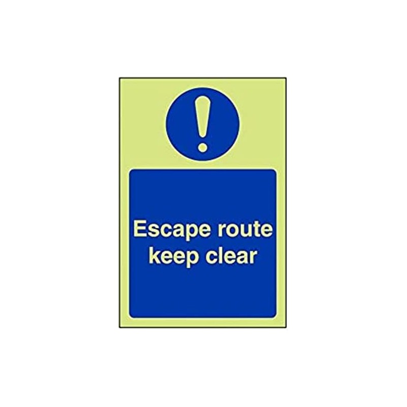 V Safety Glow In The Dark Escape Route Keep Clear