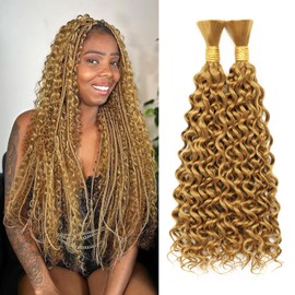 Dorsanee Water Wave Bulk Hair for Braiding 18 Inch 2 Bundles 200g Honey Blonde Curly Braiding Hair for Boho Braids No Weft Wet and Wavy Braiding Hair Extensions (#27,100g/bundle)