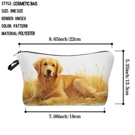 Livel lhood Golden Retriever Makeup Bag Cute Small Organizer Zipper Pouch Golden Retriever Cosmetic Bag Birthday Present for Women Friends -3