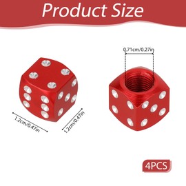 4Pcs Dice Valve Stem Caps Red Valve Stem Caps,Car Tire Valve Caps for Cars,Suvs,Trucks,Bicycles,Motorcycles,Bicycles