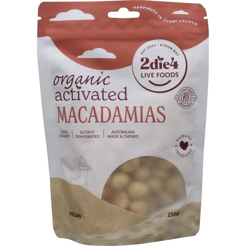 2Die4 Live Foods Activated Organic Macadamias 250g