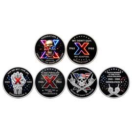 GEN X Skull Challenge Coin, Vintage Skeleton Design Collectible Coin, The Ultimate Tribute to Gen X, Novelty Gag Gift for Men & Women (3Pcs)