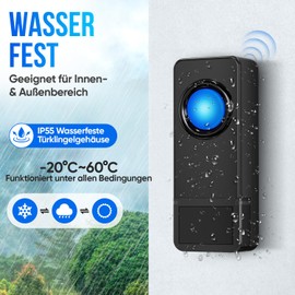 Strex Wireless Doorbell with 2 Receivers, Plug & Play, 300 Metres, 4 Volumes, 58 Melodies, IP55 Waterproof