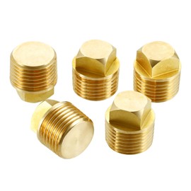 5Pcs Brass Boat Drain Plug, 1/2” NPT Boat Drain Plug, Solid Brass 1/2”Male Fitting Garboard Drain Plug with Square Head, Replacement for Bayliner Four Winns Glastron Larson Sea Ray Starcraft