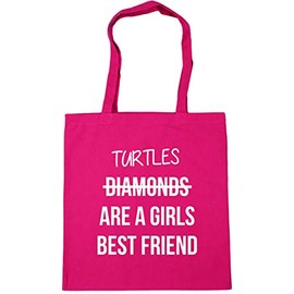 Hippowarehouse Turtles Are A Girls Best Friend Tote Shopping Gym Beach Bag 42cm x38cm, 10 litres