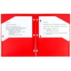 Five Star 2-Pocket Folder, Plastic Folder with Stay-Put Tabs, Fits 3 Ring Binder, Holds 8-1/2" x 11" Paper, Red (333420D-ECM)
