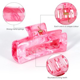 SHINLEA 3Pcs Hair Claw Clips for Women, 4.1 Inch Non slip Medium Claw Clip, Reference Ink Painting Design, Ideal for Home Party and Work Styling, Hair Accessories for Girls Gift (Pink Blue Gray)