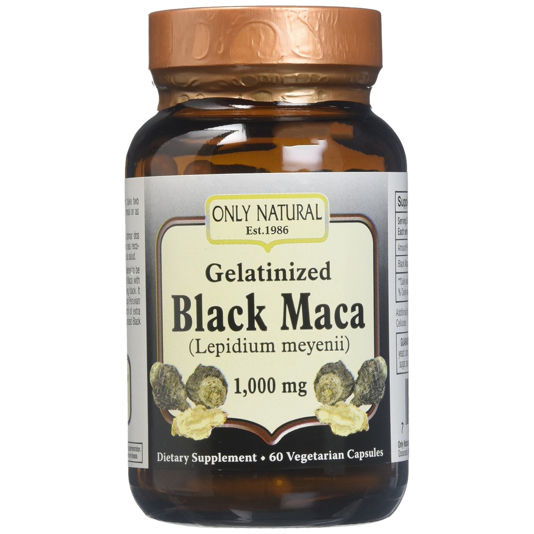 ONLY NATURAL Gelatinized Black Maca 1000 mg 60 Vgc, 0.02 Pound
