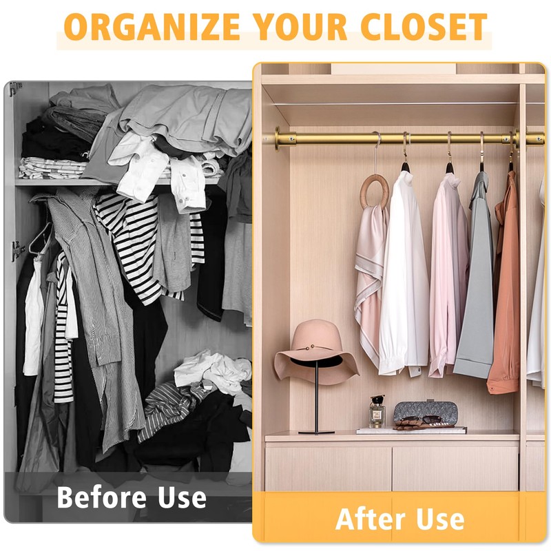 Closet Rods For Hanging Clothes, 17-64 Inch Adjustable Closet Rod,