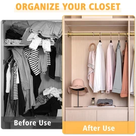 Closet Rods For Hanging Clothes, 17-64 Inch Adjustable Closet Rod, Stainless Steel Heavy Duty Closet Hanging Rod-Gold