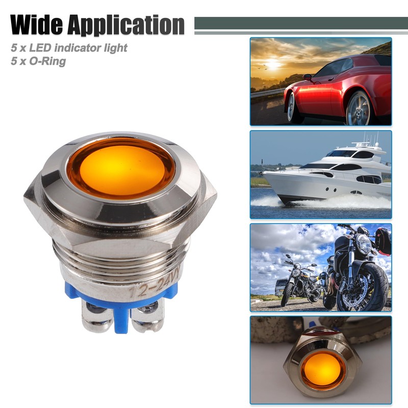 X AUTOHAUX 5Pcs LED Indicator Light 16mm 12V Dash Signal
