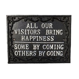 All Our Visitors Bring Happiness Entrance Sign Family Plaques Inspiration Cast Iron Material Farmhouse Entryway Plaque Wall Hanging Gift Home Decor