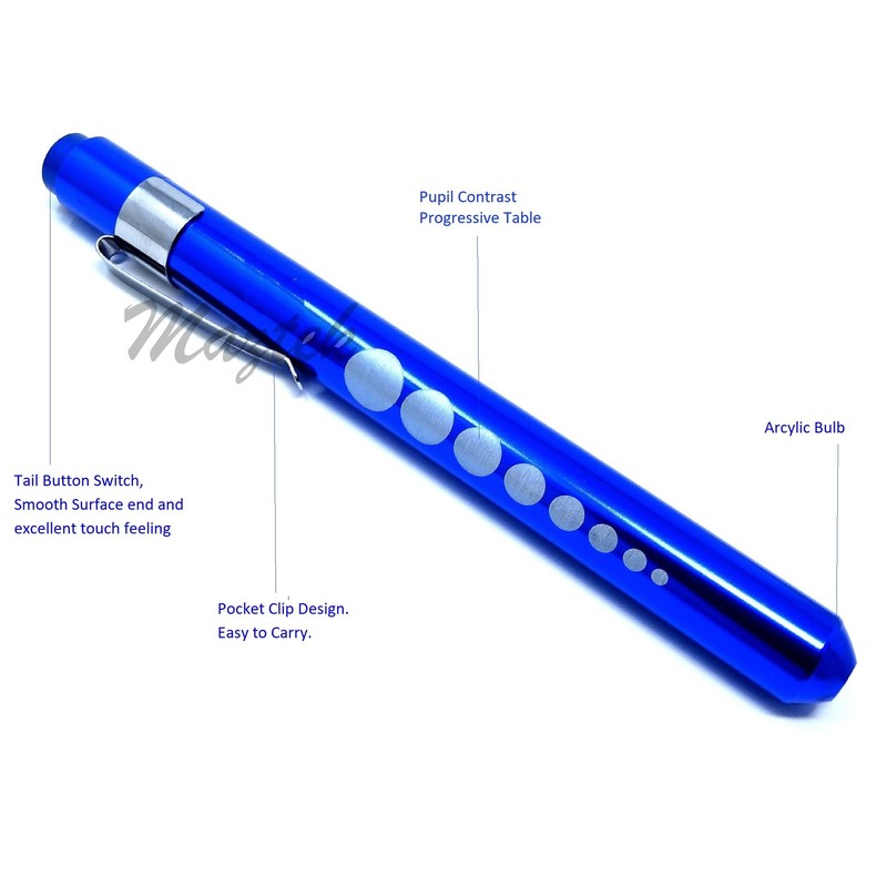 Penlight Reusable Medical Aluminum LED Pen Light with Pupil Gauge