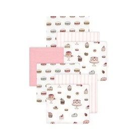 Little Treasure Hudson Baby Cotton Poly Flannel Receiving Blankets Multipack, Pink Sweet Bakery, 30x30 inches