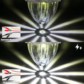 BJZ 4Pcs White Watermelon LED Strobe+Constant Marker Lights Dual Function Watermelon-Shaped Side Marker Clearance Tail Top Cap Roof Lights for Trailer Truck Semi-Trailer Heavy-Duty Truck Bus Van