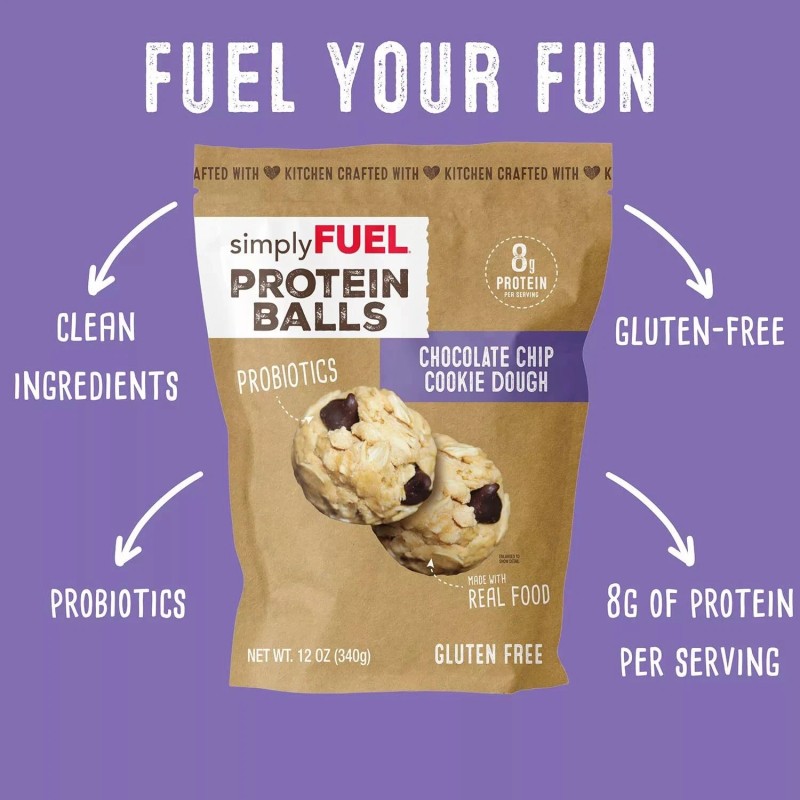simplyFUEL Chocolate Chip Cookie Dough Protein Balls, 12 Ounce