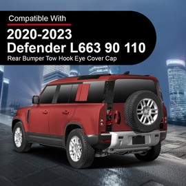G-PLUS Rear Left Bumper Tow Hook Eye Cover Cap Compatible with Land Rover Defender L663 90 110 2020-2023 Black LR129767