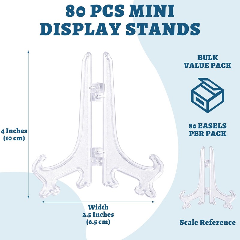 Oungy Mini Easel Stand, 80 Pcs Clear Plastic Display Easel