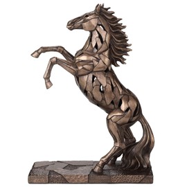 Veronese Design 11 1/4 Rearing Horse Illumination Resin Sculpture Cold Cast Bronze Finish