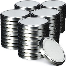 KADAX Screw Lid fi66 mm, Replacement Lid Set Made of Metal, Preserving Lids Suitable for 200 ml and 315 ml Jars, Twist-Off Lid with 4 Locking Teeth, Lids (Silver, Pack of 50)