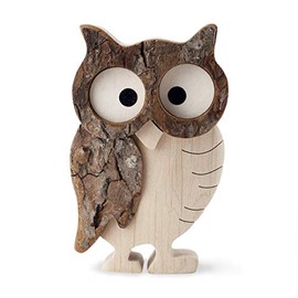 Forest Decor Wood Owl Decor, Owl Figurines, Wildlife Bird Owl Statue, Rustic Animal Sculpture, Perfect Owl Lover Gift, Small Decor Items for Shelf, Office, Living Room (Large)