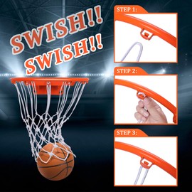 EMEKIAN Sports Basketball Net, Heavy Duty Heavy Duty Replacement Basketball Net for All Weather Indoor/Outdoor, 12 Loops for Professional Standard Size, Ball Needle 1 Piece (White (1pc))