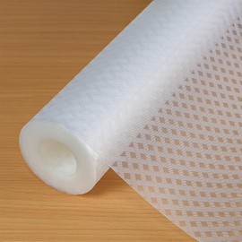 Hersvin Shelf Liners 16 in x 20 ft EVA Drawer Mats, Non-Adhesive Cupboard Protector, Kitchen Cabinet Lining Fridge Liner (Clear Crossed Stripe, 40.7x610cm)