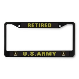 Sign Destination Metal License Plate Frame Retired U.S. Army Car Auto Tag Holder Black 2 Holes One Frame
