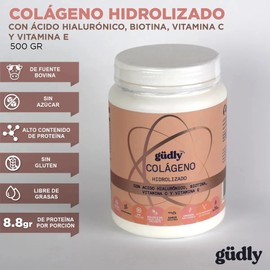 Colágeno Hidrolizado Gudly  Ácido Hialurónico Biotina 500gr Sabor Sin Sabor