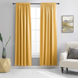 DONREN Gold Yellow Room Darkening Curtain Panels 5FT x 7FT, Energy Saving Thermal InsulatedWindow Treatment Drapes for Doorway Entryway Patio (60" Width,2 Panels)