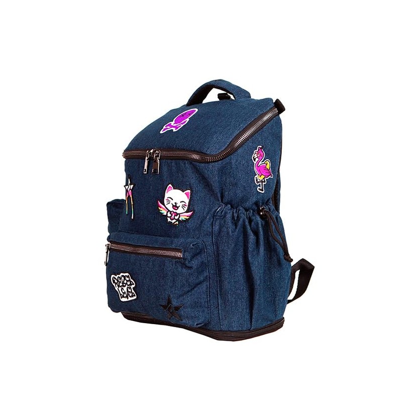 Rebel Hero Plus Backpack With Patches In Denim