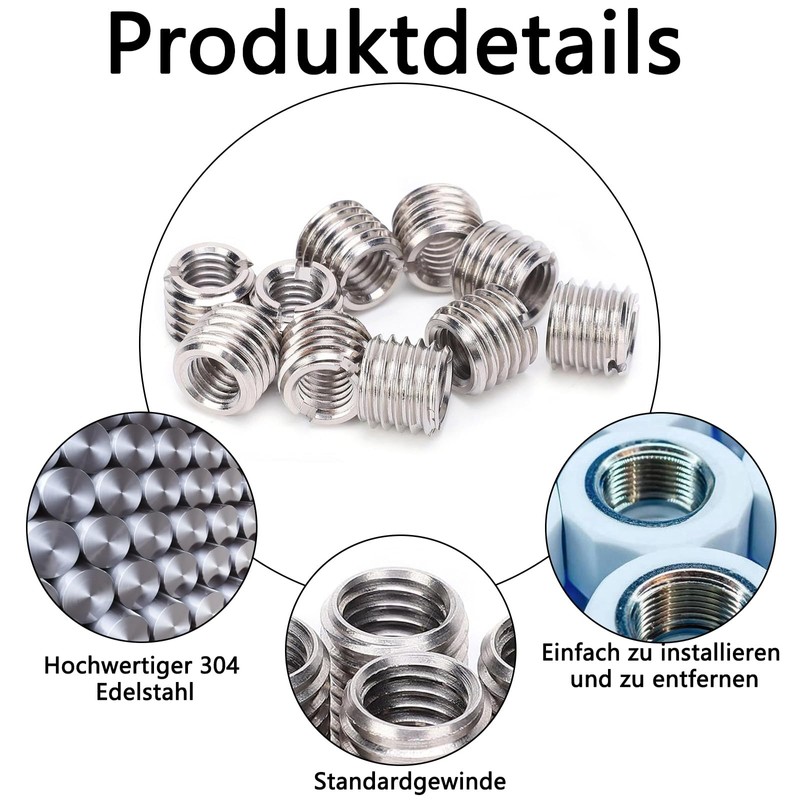 Pack of 10 Thread Insert M8 to M10, Stainless Steel