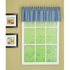 Today's Curtain Orleans - Cortina festoneada, Cenefa de 12 Pulgadas, Azul, 60 Pulgadas de Ancho x 12 Pulgadas de Largo