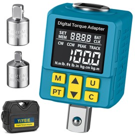 Upgrade 1/2" Digital Torque Adapter, (±1% Accuracy, 5-100Ft-lb), Precision Digital Torque Wrench Adapter with Color Display, Smart Alert, 1/4", 3/8" Converters for Auto, DIY & Home Repairs(135N.m)