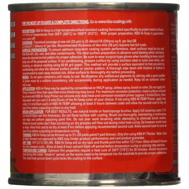 KBS Coatings 65202 Jet Black Xtreme Temperature Coating - 8