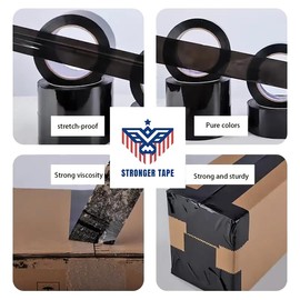 Black Carton Sealing Tape, Black Packing Tape, Black Moving Tape 3" inch x 110 Yard,2.0 mil Thick,Heavy Duty Colored Shipping Storage Tape for Carton Sealing,Packaging and Moving (1 Roll)