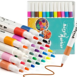 Acrylic Pens for Painting, Colourful Stones Painting Pens, Pens Stones Painting, Waterproof, Acrylic Paint Markers, Glass Painting Pens, Multi-Markers for Crafts, DIY Canvas, Wood