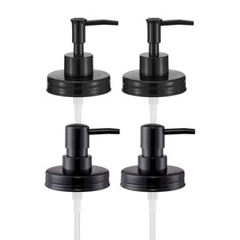 Onsogi Regular Mouth Plastic Mason Jar Soap Dispenser Pumps and Lids- Rust-Proof Mason Jar Accessories Rustic Farmhouse Kitchen Counter Top Bathroom Decor and Organization - 4 Pack