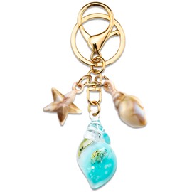 VIESUJI Seashell Ocean Keychain Bag Charms for Women Beach Keychain for Handbags Purse Tote Backpack for Women Girls(Blue)