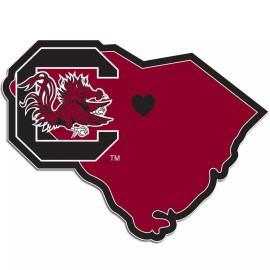 south carolina gamecocks state shape logo with heart vinyl decal