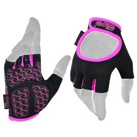 EVO Fitness Women Weight Lifting Gym Gloves Breathable Workout Ladies Exercise Training Bodybuilding Girls Cycling with Non-Slip EVA Foam Palm Protection (Pink, Medium)
