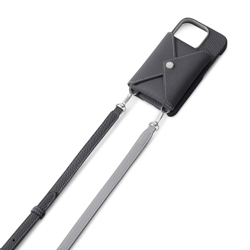 BONAVENTURA】Adjustable Shoulder Strap with Silver hardware [Charcoal x True Grey]